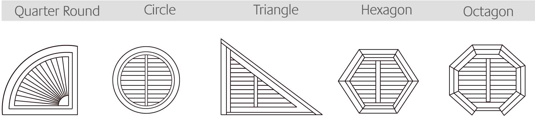 Quarter Round / Circle / Triangle / Hexagon / Octagon shutters